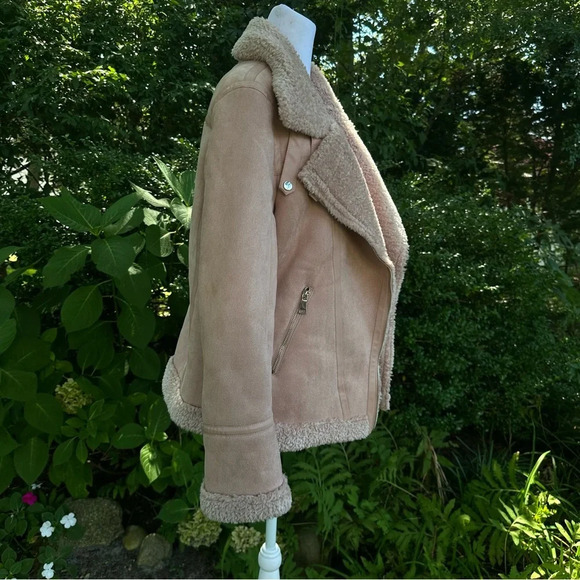 Love Token Natasha Faux Suede Sherpa Moto Jacket Medium - Picture 5 of 12